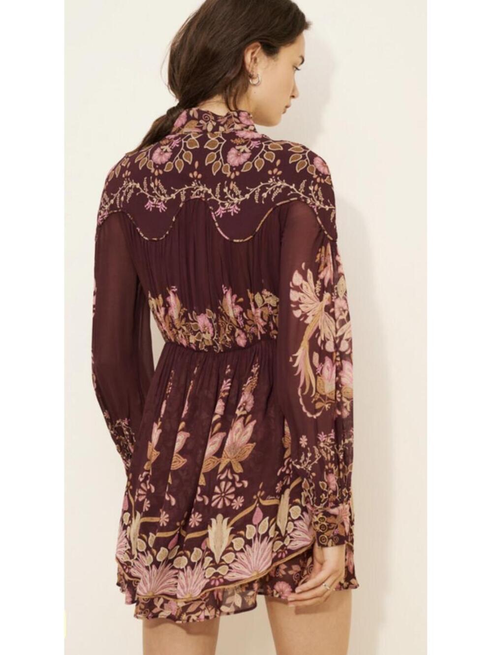 Farm Rio The Bella Brown and Pink Floral Mini Dress - Women's XL - Picture 2 of 9